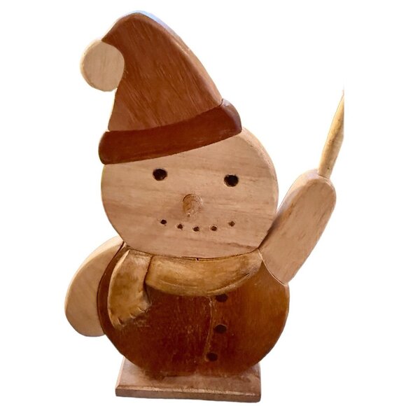 Hand Crafted Wooden Snowman - Picture 1 of 4